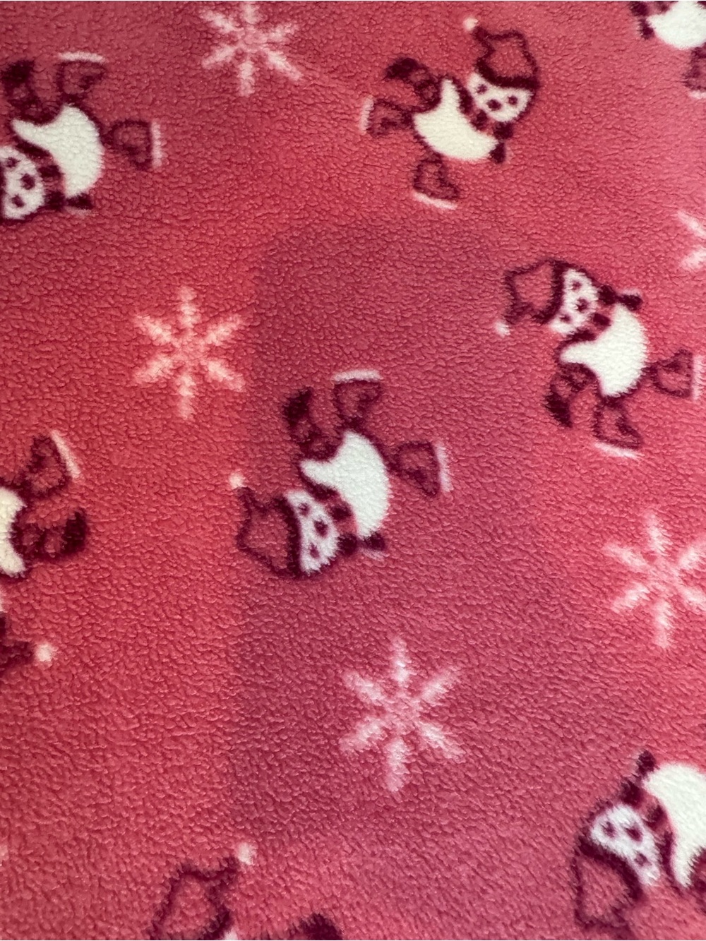 Cozy Pink Penguin & Snowflake Fleece Blanket